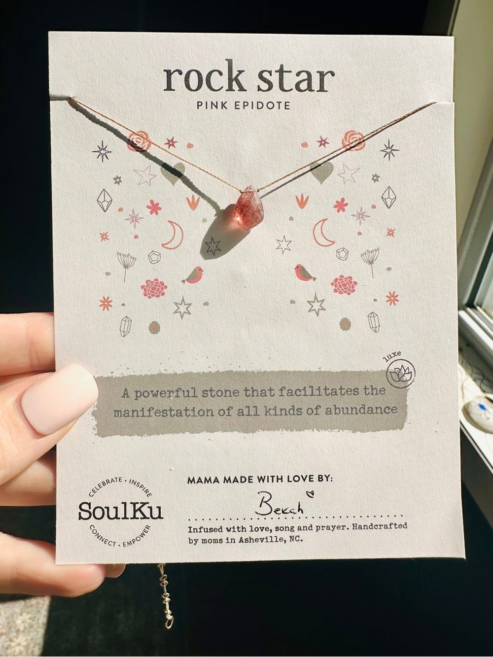 Soulku Rock Star Pink Epidote Necklace - Pink Pendant